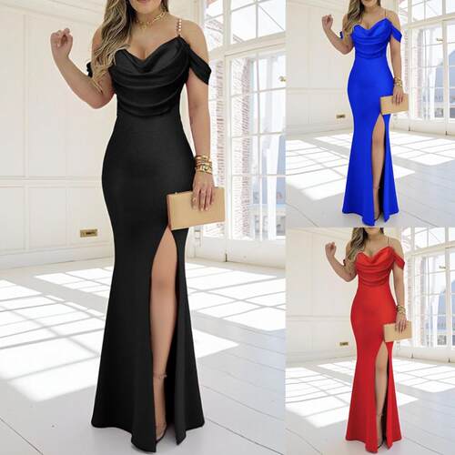 Women's Off-Shoulder Long Dress with Slit