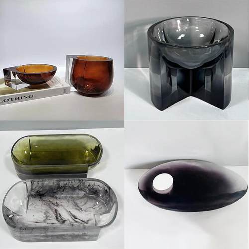 现代创意托盘摆件售楼处家居软装设计饰品电视柜桌面装饰几何摆设