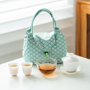 古风高端羊脂玉陶瓷旅行茶具快客杯户外旅游泡茶便捷式手提收纳包