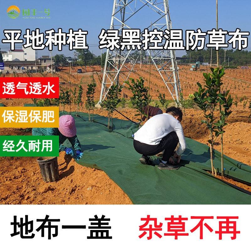 园丰一号绿黑双色防草布除草布果园控温盖草布农用透气可降解地布