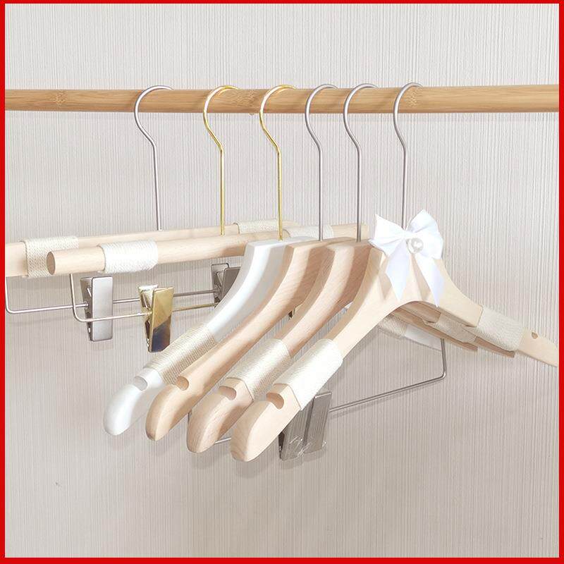 服装店原木女装木质实木衣架防滑加厚白色裤架衣挂儿童衣服架