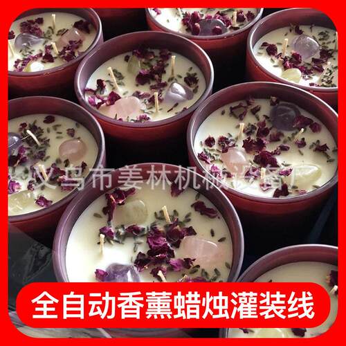 定制生产点胶插蜡烛芯机器大石蜡豆蜡全自动香薰蜡烛灌装线