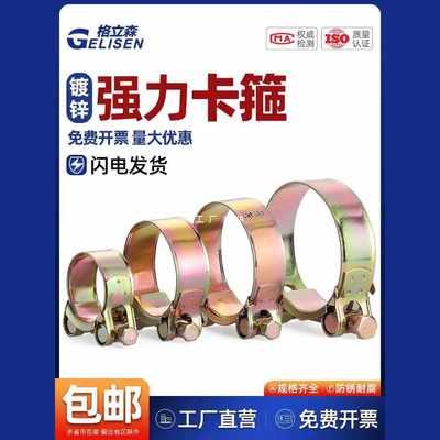 强力型喉箍镀锌加厚欧式管箍重型管夹抱箍卡箍不锈钢紧箍水管油管