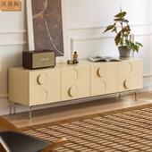 复古实木电视柜现代简约小物户古客厅储柜法式 中奶油AJY风落型地