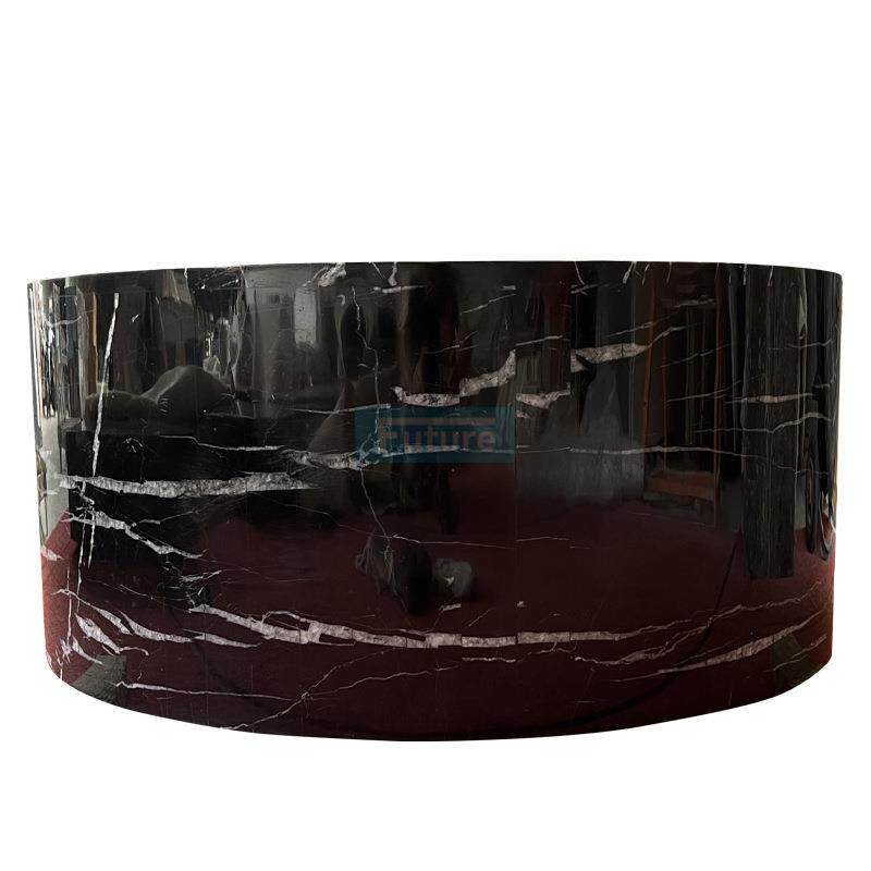 天然大理石黑白根圆形咖啡桌现代简约轻奢咖啡桌客厅茶几边几家用