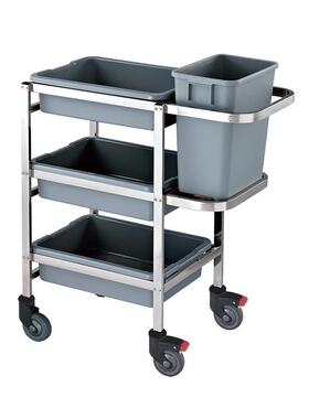 C-23A餐厅饭店食堂拆装发货不锈钢收碗碟车收餐车塑料餐具收集车