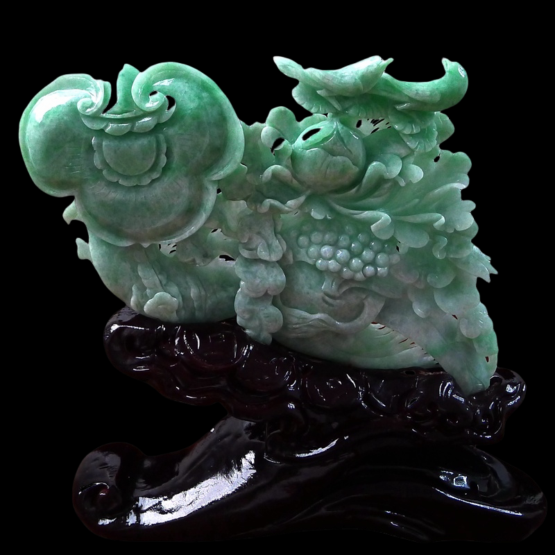天然翡翠人生如意摆件缅甸正品玉石家居品味摆设精品0.64千克