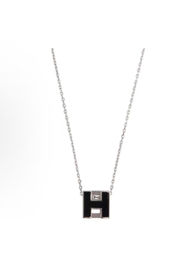 [9.9新]爱马仕女神项链Cage H 精钢H黑色字母方块时尚百搭项链