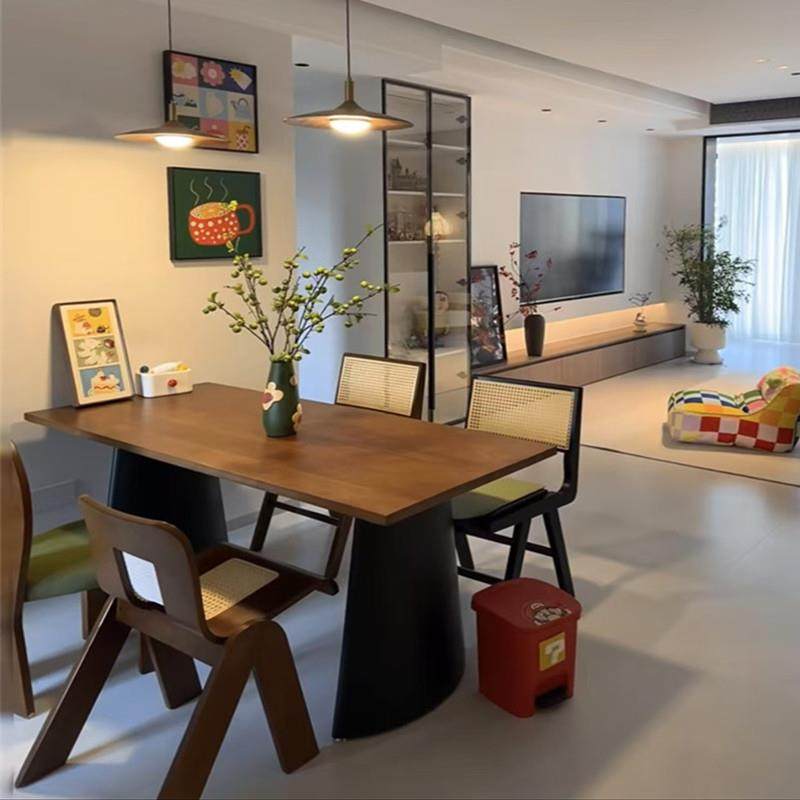 中古实木餐桌家用工作台长桌极简客厅现代简约原木茶桌茶台大板桌