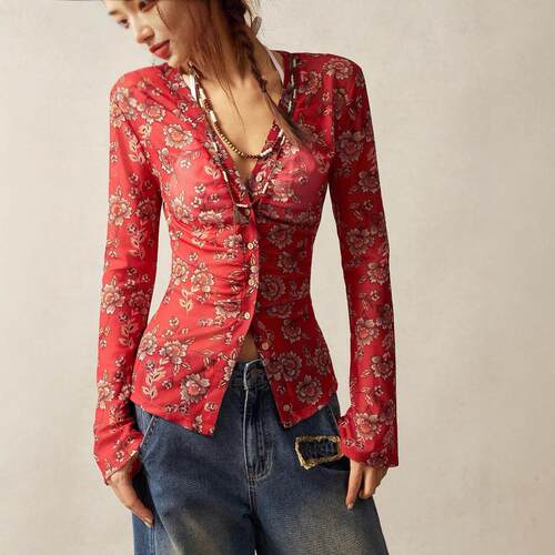Button Down Shirts For Women Fall Fashion 2026 V Neck Long