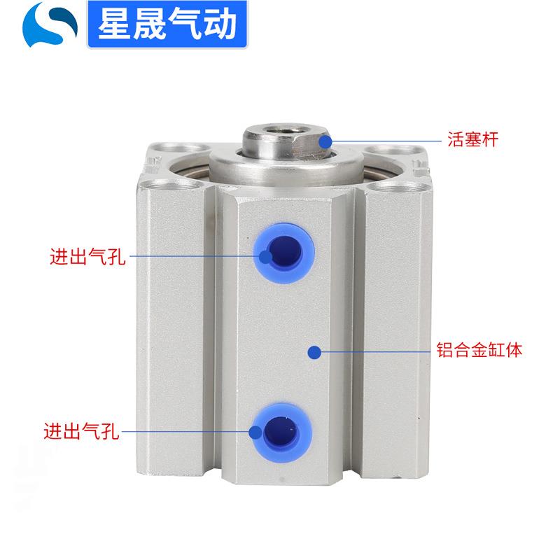 型薄型调气缸SDA50X40B大缸径SDAJ63X气LCV25X15S双出可薄型缸
