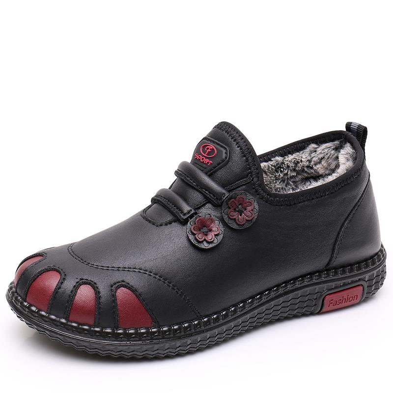 高档人老北京布鞋冬季棉鞋加女绒妈妈闲鞋防滑轻便中老年奶奶休保