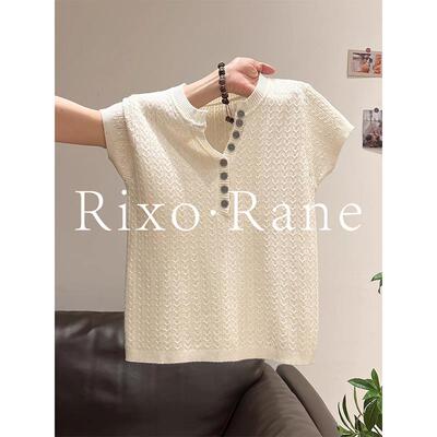 法国Rixo Rane颜值拉满⭐法式甜美肌理感薄款V领针织短袖显瘦上衣