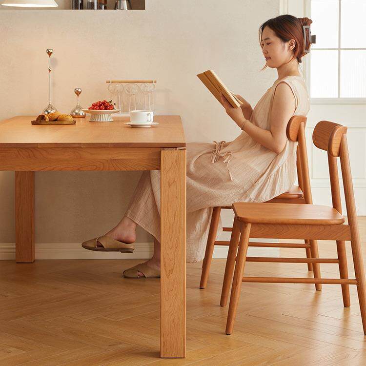 北欧全实木餐桌椅组合家用饭桌日式小户型大板桌樱桃木书桌工作台