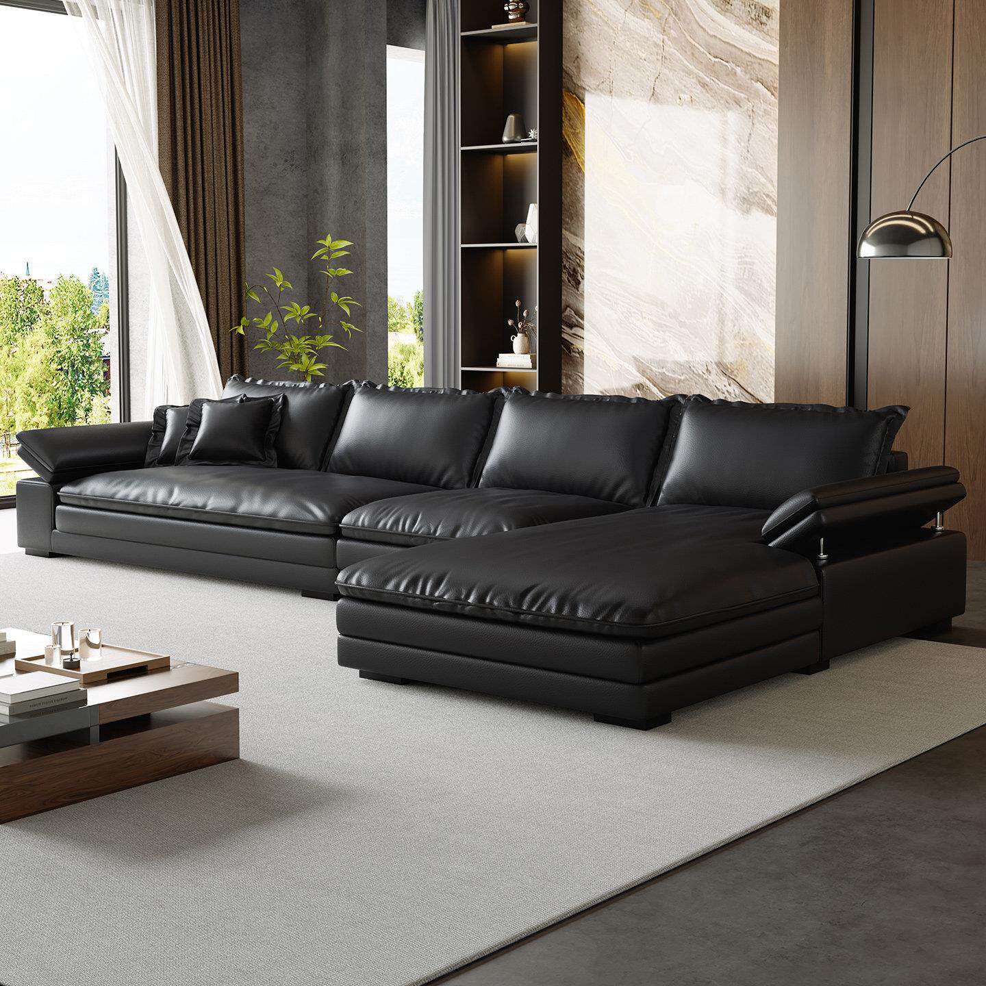 政府补贴意式极简真皮帆船沙发新款客厅扶手可调节贵妃皮艺沙发