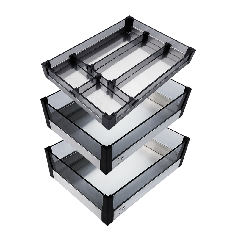 飞鸥厨房橱柜304不锈钢拉篮三层抽屉式工具篮分隔收纳锅具置物架