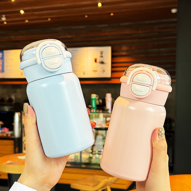 16不锈钢儿童吸管保温杯双饮杯龙年礼品杯可刻字女生水壶