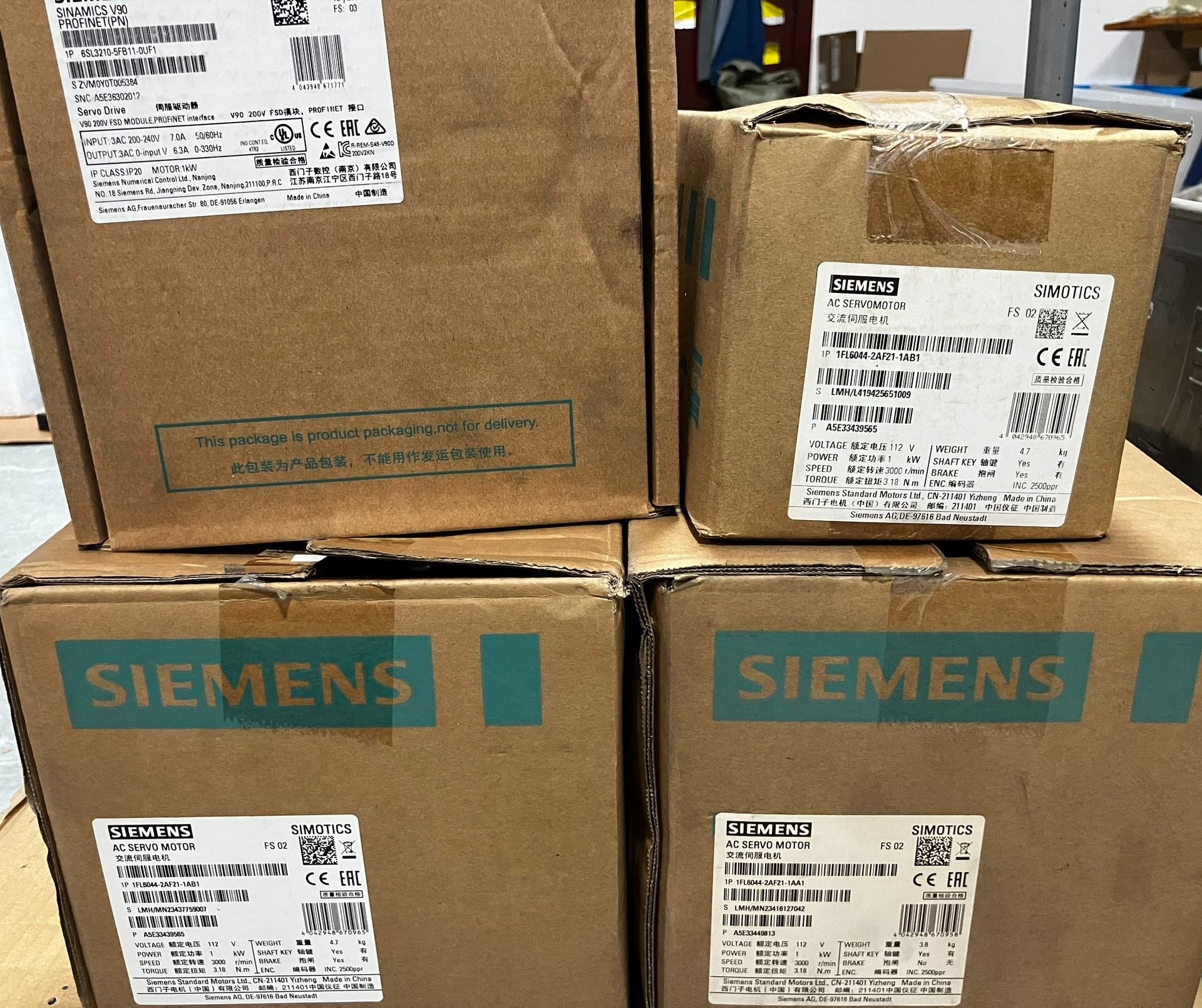 全新SIEMENS西门子 V90 1KW 伺服套装