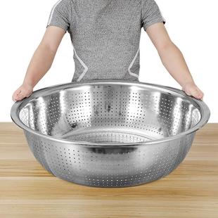 45cm50cm加厚洗米筛洗米盆漏盆淘米器不锈钢洗菜盆沥水盆家用多用
