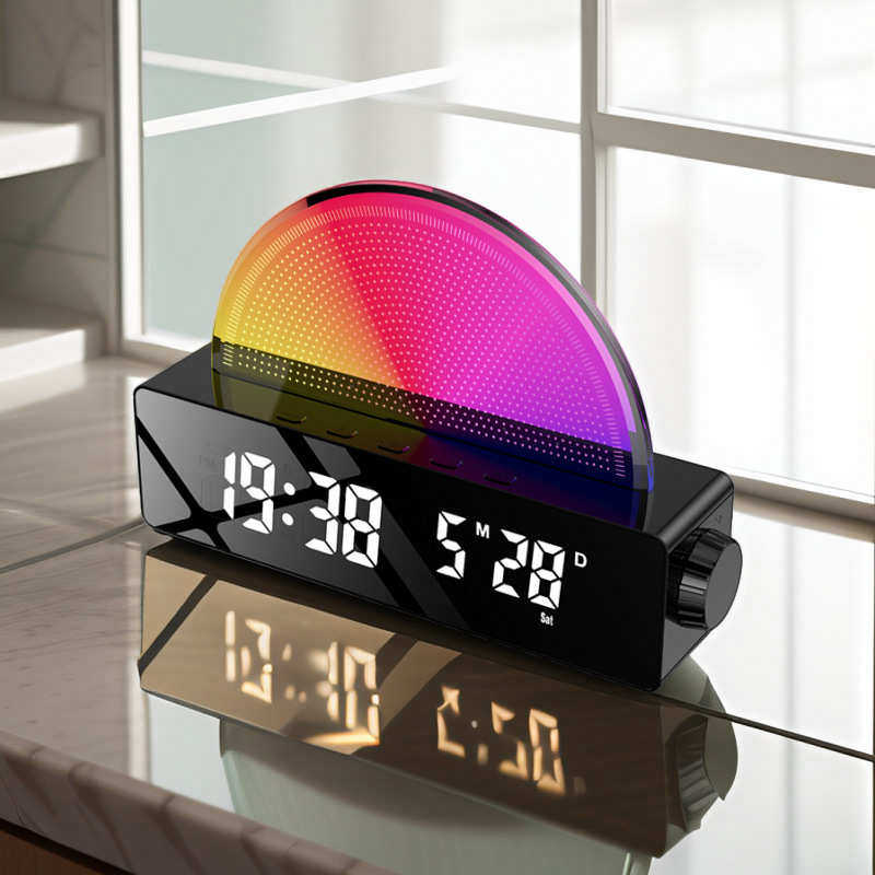 KBTWEILING新款USB镜面电子钟床头创意闹钟温度 七彩氛围灯数字钟,家居饰品,台钟/闹钟,淘宝优惠券,粉丝福利购,淘宝优惠卷