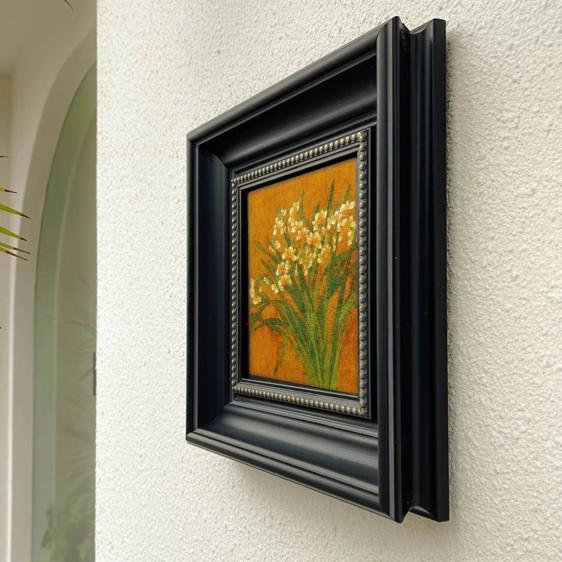 《墨竹》法式中古风客厅装饰画新中式书房玄关壁画正方形小框挂画