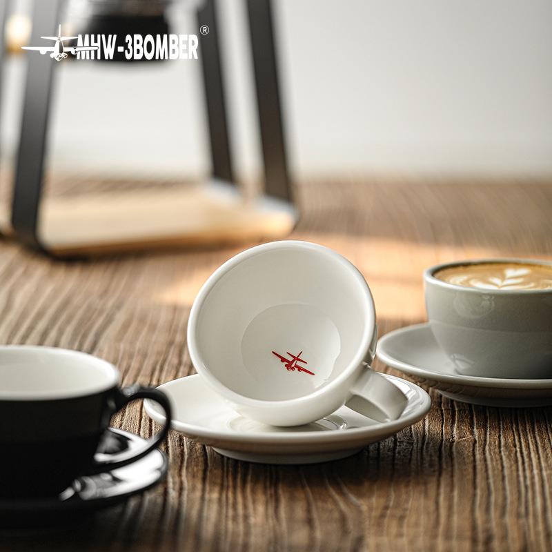 MHW-3BOMBER轰炸机拿铁杯咖啡杯家用意式拉花杯简约陶瓷杯碟280ml