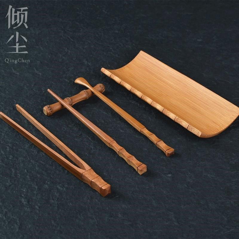 竹禅迹茶夹 台式名家精品 竹制茶架子茶则茶杯夹茶道六君子零配件