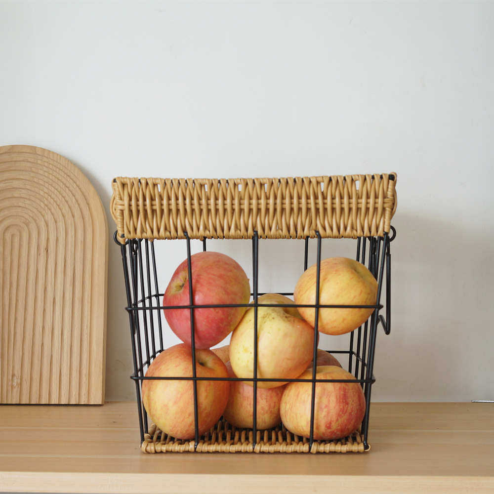 铁艺收纳筐手工编织复古仿藤编收纳篮桌面收纳盒杂物筐,收纳整理,其他收纳篮,淘宝优惠券,粉丝福利购,淘宝优惠卷