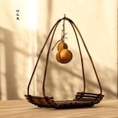 手工竹编竹排葫芦摆件天然桌面装 饰茶点盘点心盘茶托杯垫香炉底座