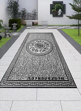 石材地舖祥云过门青石台阶浮雕中式庭院福寿字云纹踏步石铺路地面