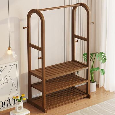 挂实0122木衣帽架地家用卧室衣架简新中落式衣架易衣服架子收纳置