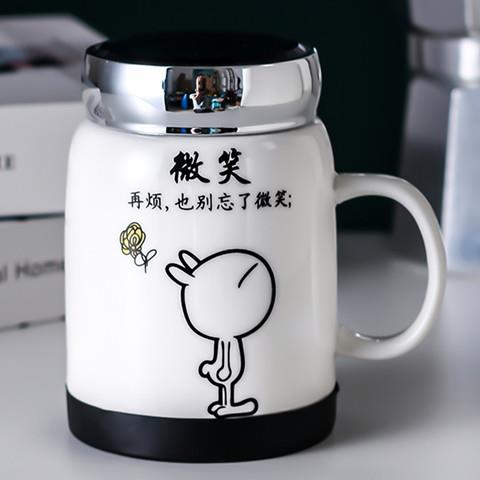 创意个性化陶瓷杯马克杯与盖子勺子时髦夫妇杯家庭男女水杯办公杯