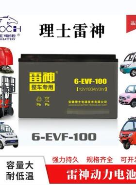 理士雷神蓄电池6-EVF-100容量大12V100AH电动环卫车各车用电池