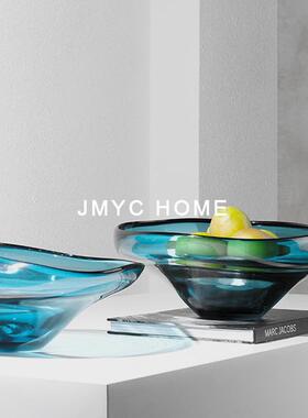 玻璃水果盘样板房酒店餐厅客厅茶几餐厅吧台桌面干果收纳果盘摆件