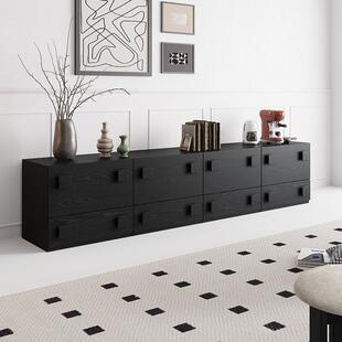 中古风电视柜客厅家用组合复古风实木储物落地卡门柜小户型地柜