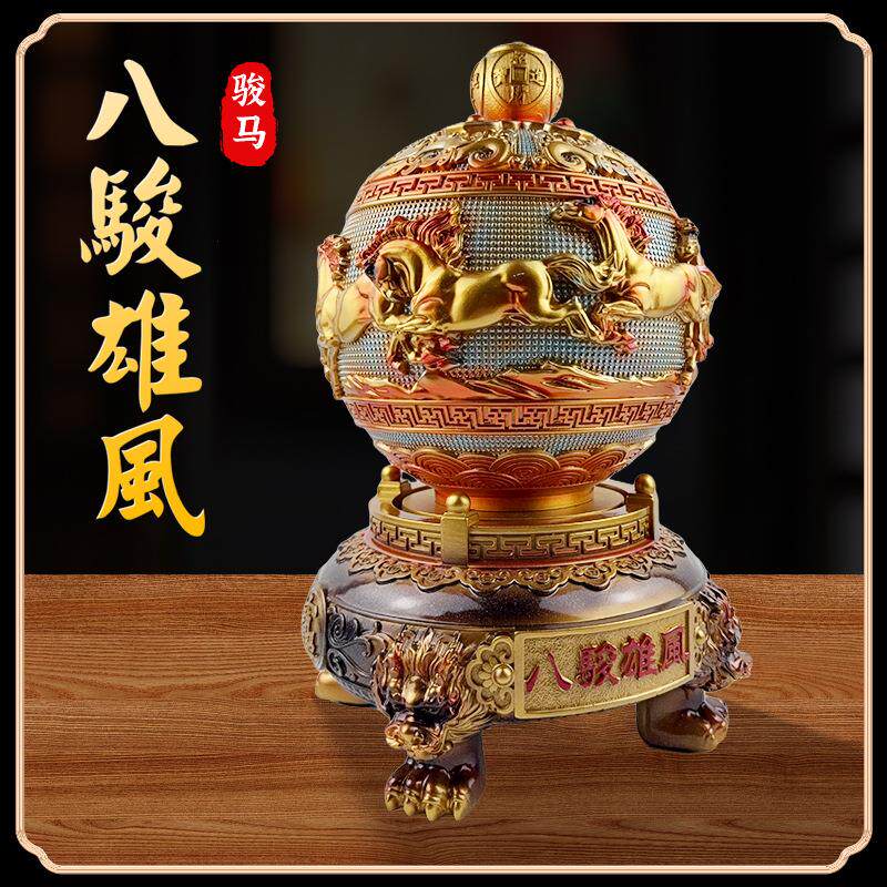 八骏雄风旋转鼎摆件开运招财办公桌面家居装饰工艺品公司企业礼品