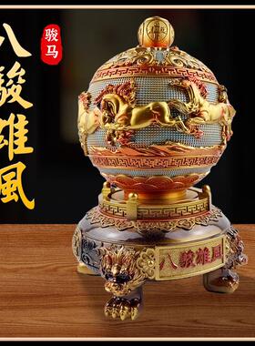 八骏雄风旋转鼎摆件开运招财办公桌面家居装饰工艺品公司企业礼品