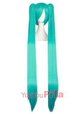 正品v家初音未来韶V音r蓝色渐变白色雪初双马e尾蝴蝶华结造型cos