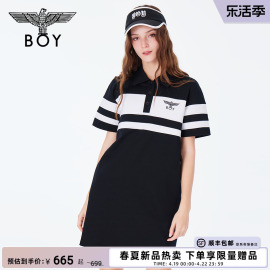 BOYLONDON24春夏女士连衣裙字母条纹时尚休闲polo裙W17800