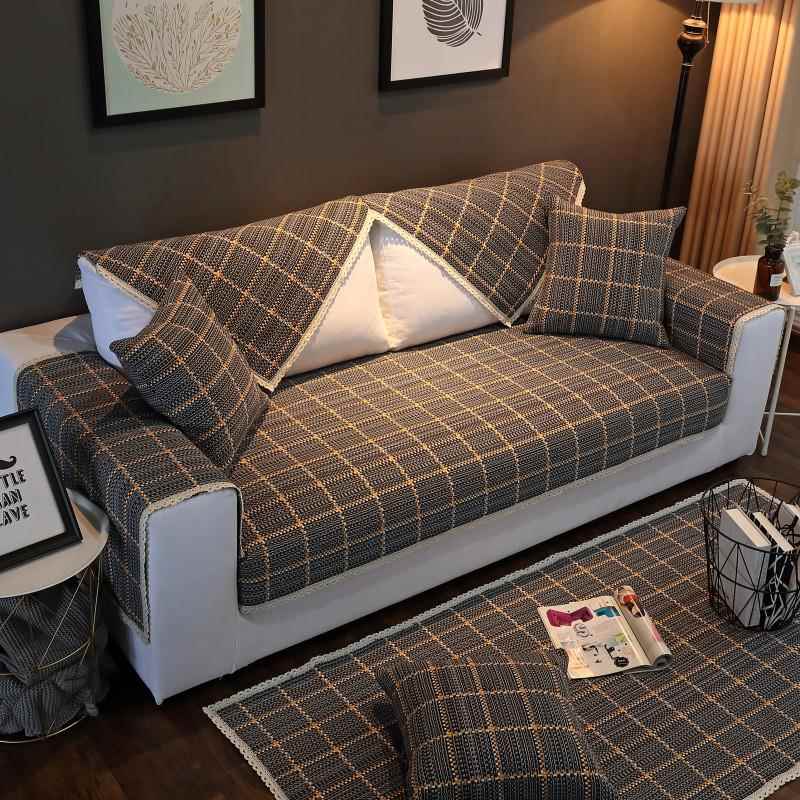正品麻沙发滑垫四季通用防布艺简约现代客坐厅垫沙发靠背巾套棉罩