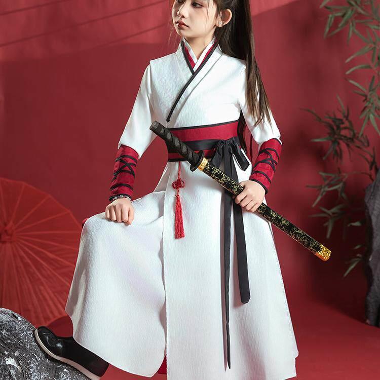 新款花木兰儿童汉服男女服装侠女飞鱼服帅气侠客古装学生演出服图片