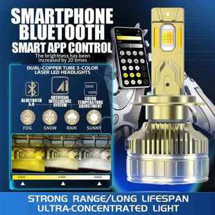 H11解码 汽车智能调控大灯 跨境R80手机APP控制智能大灯9012