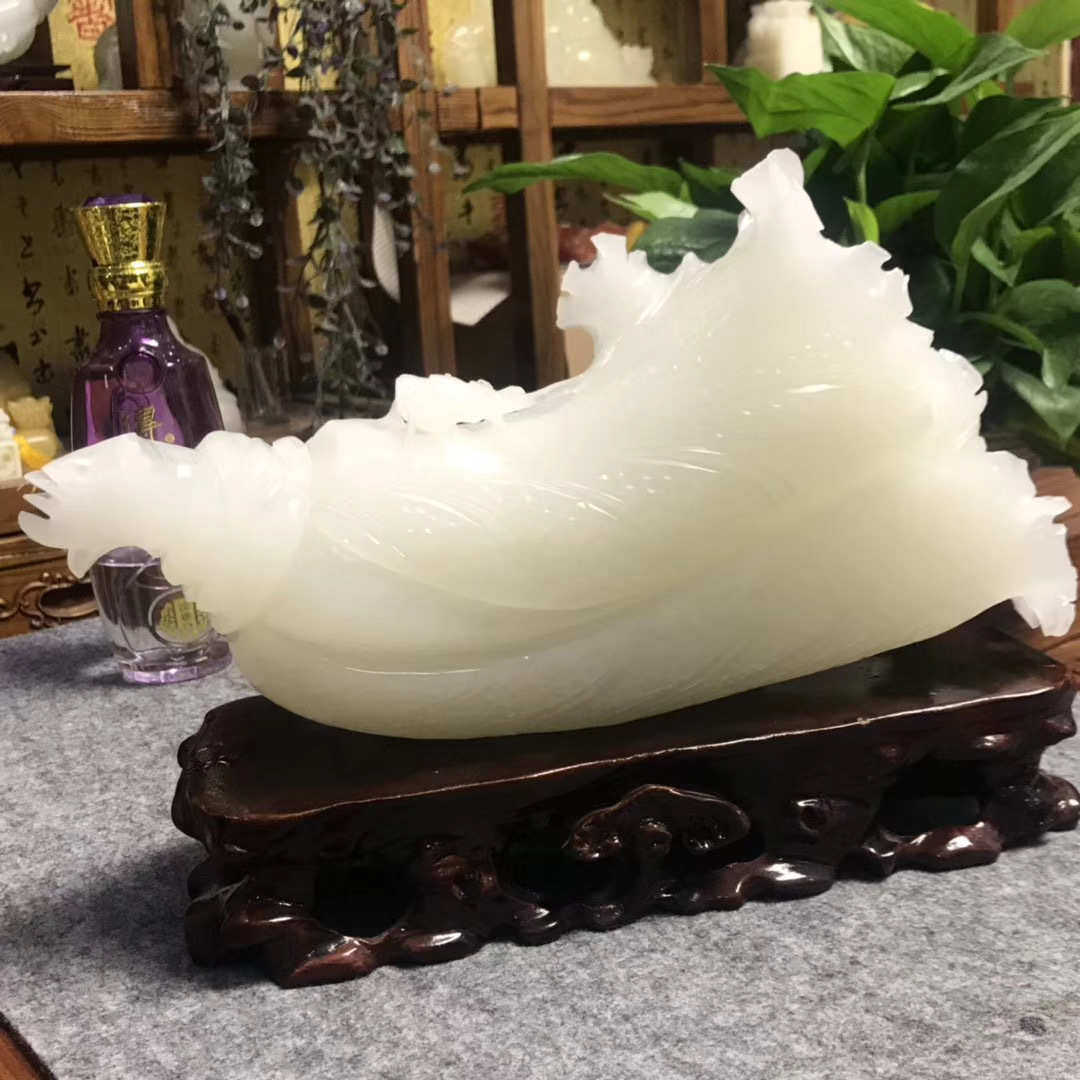 白菜摆件巴玉白菜阿富汗冰玉家居如意种摆件大工艺品