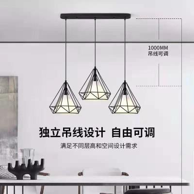 爆款LED餐厅灯现代简约长方形个性水晶吸顶客厅卧室吊灯三色光源