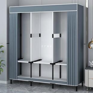 简易衣柜家用卧室全钢架单人宿舍组装布衣柜出租房收纳防尘小衣橱