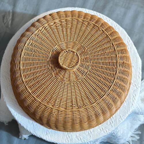 藤编防尘家用中式餐桌菜罩菜盖仿藤防尘罩防蝇防虫罩方形食物罩子
