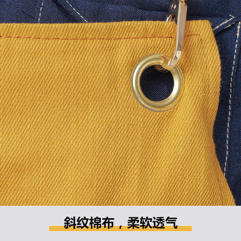 斜纹棉布围裙定制logo折叠开叉款柔软黄色工作围裙批发