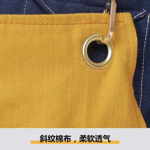 斜纹棉布围裙定制logo折叠开叉款柔软黄色工作围裙批发