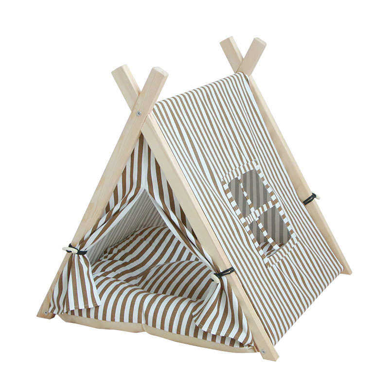 厂家三角可拆洗米色条纹帆布宠物帐篷狗窝猫咪床宠物用品,宠物/宠物食品及用品,狗窝/屋/帐篷/沙发,淘宝优惠券,粉丝福利购,淘宝优惠卷