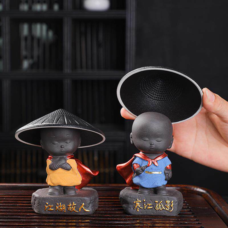 创意陶瓷小和尚茶漏茶滤功夫茶具配件茶叶过滤器家用茶隔茶道摆件